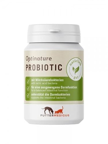 Futtermedicus Optinature Probiotic | 120 Kapseln | Ergänzungsfuttermittel für Hunde und Katzen | Zur Unterstützung des Magen-Darm-Trakts | Reich an Milchsäurebakterien von Futtermedicus