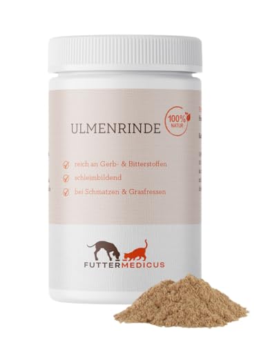 Futtermedicus Ulmenrinde Pulver | 150 g | Ergänzungsfuttermittel für Hunde & Katzen | Zur Unterstützung der Magenschleimhaut | Für selbst gekochtes Futter, Barf und Fertigfutter von Futtermedicus