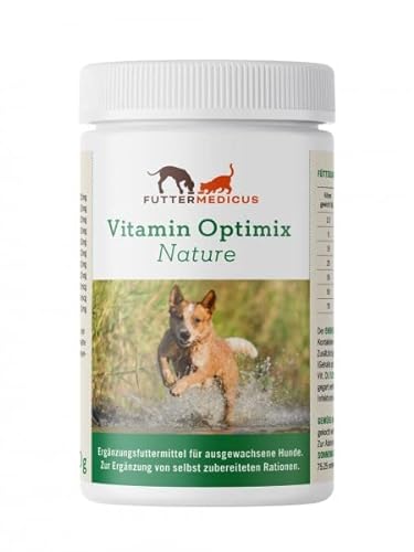 Futtermedicus Vitamin Optimix Nature | 750 g | Ergänzungsfuttermittel für ausgewachsene Hunde | liefert wichtige Mineralstoffe und Vitamine | zum BARFen und Kochen geeignet von Futtermedicus
