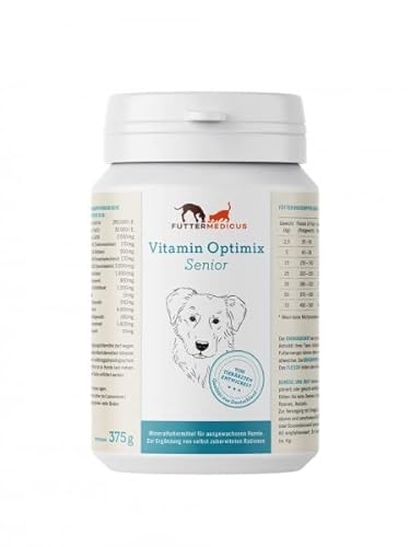 Futtermedicus Optimix Senior | 375 g | Ergänzungsfuttermittel für Hundesenioren | Bedarfsgerechte Versorgung mit wichtigen Vitaminen und Mineralstoffen | Zum BARFen geeignet von Futtermedicus