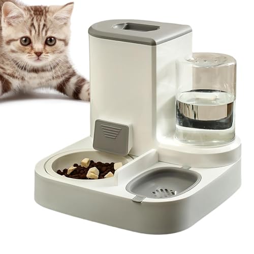 Fuuxtci 2-in-1-Futter- und Tränke für e - Automatisches Gravity-Futter- und Wassernapf-Set für Katzen,Automatischer Katzen-Futterspender, selbstspendernder -Tränker, automatischer von Fuuxtci