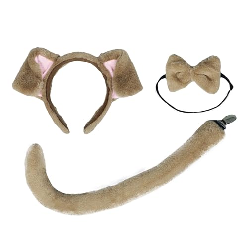 Fuuxtci Hundeohren-Stirnband und Schwanz,Hunde-Stirnband und Schwanz | Hundestirnband mit Fliege und Schwanz, 3 Stück, Kostüm | Cosplay-Zubehörset, Tierkostüm für Halloween, Weihnachten, Fuuxtci Hundeohren-Stirnband und Schwanz,Hunde-Stirnband und Schwanz | Hundestirnband mit Fliege und Schwanz, 3 Stück, Kostüm | Cosplay-Zubehörset, Tierkostüm für Halloween, Weihnachten, von Fuuxtci