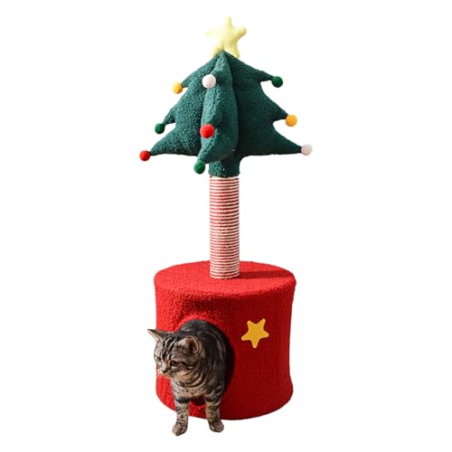 Fuuxtci Katzen Weihnachtsbaum,Indoor Weihnachts Kratzpfosten mit weichem Schlafplatz - Kuscheltier Für Kätzchen Haustier Deko Weihnachten Geburtstag Halloween von Fuuxtci