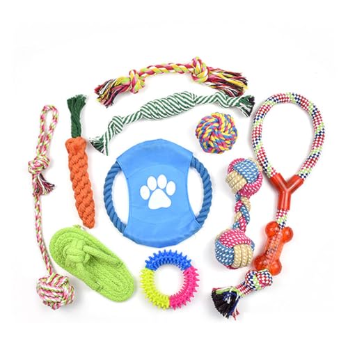 Fuwok Kauspielzeug für Welpen, 100 % natürliches Seil, interaktiv, unzerstörbar, robust, für kleine und mittelgroße Hunde, Zahntraining, Weihnachtsgeschenk usw. (10 Stück/Set) von Fuwok