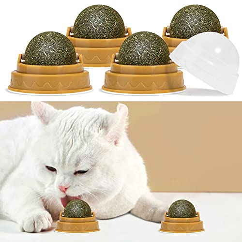 Fuxgaozh 4 Stück Katzenminze Balls Spielzeug für Katze,Drehbares Katzenminze Ball,Katzen reinigen Zähne,hält den Mund frisch,Gesunder Darm,Katzenminze Ball,Catnip Ball für Katzen Zähne knirschen von Fuxgaozh