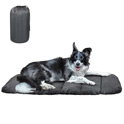 Outdoor-Reise-Hundebett für große/mittelgroße Hunde mit Tragetasche, größer und dicker, ideal für Kisten und Zwinger, waschbar und faltbar, wasserdicht, Camping-Hundebett von Fuxopo