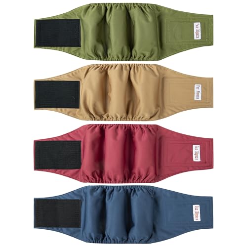Bauchbänder für männliche Hunde (4er-Pack), waschbar, wiederverwendbar, hochabsorbierend, für Jungen, Höschen, Welpen, , Töpfchentraining, Inkontinenzmarkierung, Pañal Para, Perro, Rot, Grün, von Fuz Bigaza