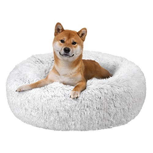 FuzzBall Flauschiges Luxe Haustierbett, beruhigendes Donut-Kuschelbett, maschinenwaschbar, wasserdichter Boden, rutschfest (für mittelgroße Hunde und Katzen bis zu 20 kg) von FuzzBall