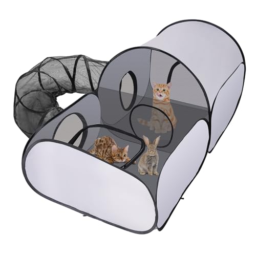 FuzzFables Faltbarer Katzenlaufstall mit Tunnel, multifunktionale Laufställe mit atmungsaktivem Mesh, Tragbares Haustierzelt für Kleintiere im Innen- und Außenbereich, Gehege & Käfige für draußen S FuzzFables Faltbarer Katzenlaufstall mit Tunnel, multifunktionale Laufställe mit atmungsaktivem Mesh, Tragbares Haustierzelt für Kleintiere im Innen- und Außenbereich, Gehege & Käfige für draußen S von FuzzFables