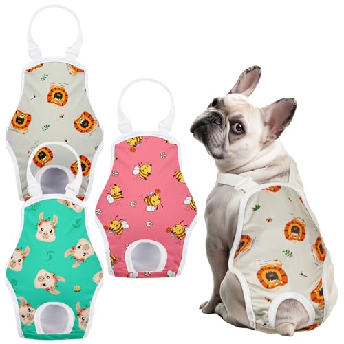 FuzzFables Windeln für Hündinnen mit verstellbarem Strumpfhalter, wiederverwendbare Hunde-Periodenhöschen für Wärme, fester Einteiler für aktive Hunde, saugfähig und auslaufsicher, Größe XS, 3 Stück FuzzFables Windeln für Hündinnen mit verstellbarem Strumpfhalter, wiederverwendbare Hunde-Periodenhöschen für Wärme, fester Einteiler für aktive Hunde, saugfähig und auslaufsicher, Größe XS, 3 Stück von FuzzFables