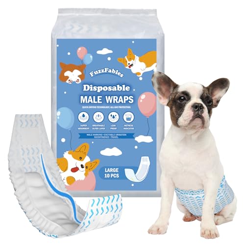 FuzzFables Windeln für männliche Hunde, 40 Stück, Einweg-Sicherheitswindeln mit Indikator, super saugfähig, auslaufsicher, Größe L FuzzFables Windeln für männliche Hunde, 40 Stück, Einweg-Sicherheitswindeln mit Indikator, super saugfähig, auslaufsicher, Größe L von FuzzFables