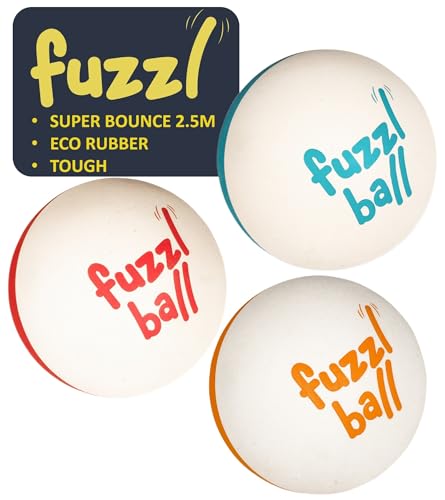 Fuzzl Ultra Bounce Hundebälle - 6 cm, 3 Stück - Robustes Hundespielzeug für alle Rassen von Fuzzl