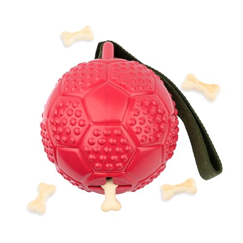Fuzzl Eco Gummi-Fußball für Chuck & Treat – Rot – langlebiges Kauspielzeug für aggressive Kauer, starkes Hundespielzeug für Hunde, langlebiges Welpenspielzeug von Fuzzl