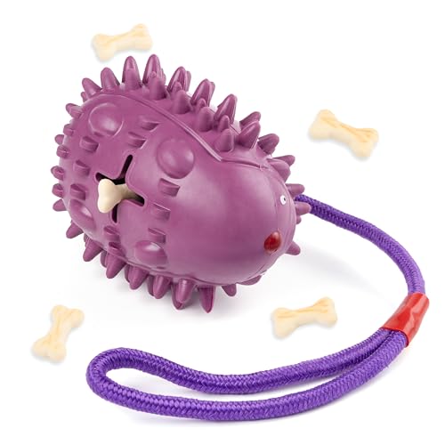 Fuzzl Eco Rubber Chuck & Treat Igel – Lila – Langlebiges Kauspielzeug für aggressive Kauer, starkes Hundespielzeug für Hunde, langlebiges Welpenspielzeug von Fuzzl