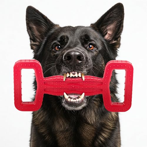 Fuzzl Eco Rubber Tugger – Rot – Langlebiges Kauspielzeug für aggressive Kauer, starkes Hundespielzeug für Hunde, langlebiges Welpenspielzeug von Fuzzl