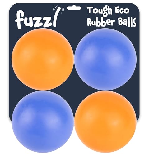 Fuzzl Eco Vollgummi-Ball, 4 Stück – Hundebälle, langlebiges Kauspielzeug für aggressive Kauer, starkes Hundespielzeug für Hunde, langlebiges Welpenspielzeug von Fuzzl