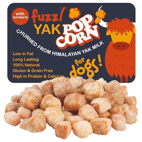 Fuzzl Yak Kauhappen mit Kurkuma - 120g Großpackung für Hunde Hundeleckerli aus Himalaya Yak Milch von Fuzzl