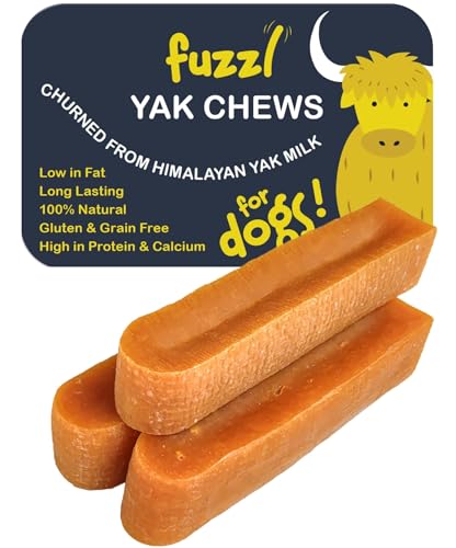 Fuzzl Yak Kaukäse für Hunde - 3er Pack - 210g -Hundeleckerli aus Himalaya Yak Milch von Fuzzl