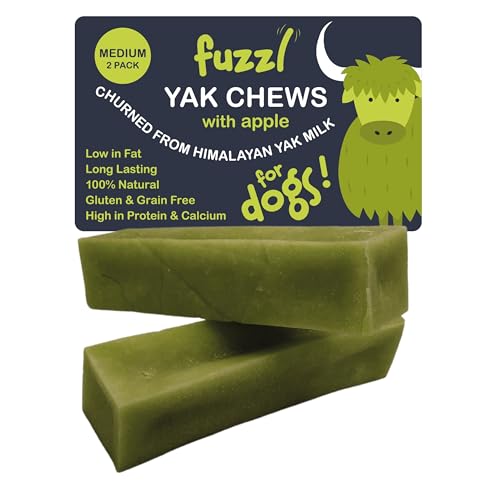 Fuzzl Yak Kaukäse für Hunde - 2er Pack Apfel - 140g - Hundeleckerli aus Himalaya Yak Milch von Fuzzl