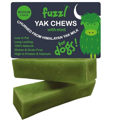 Fuzzl Yak Kausnacks für Hunde - 2x70g Minze - Hundeleckerli aus Himalaya Yak Milch von Fuzzl