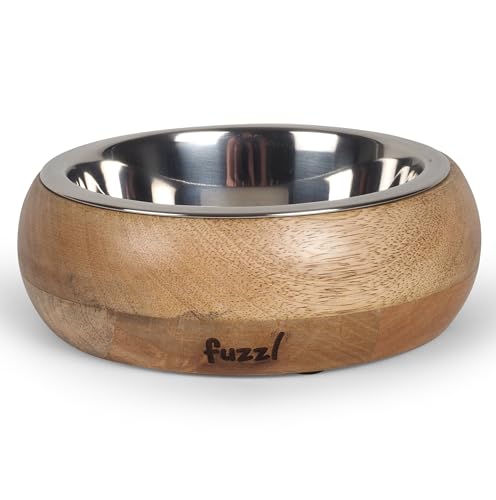 Fuzzl Mangoholz & Edelstahl Hundenapf, 18 cm, Natur von Fuzzl