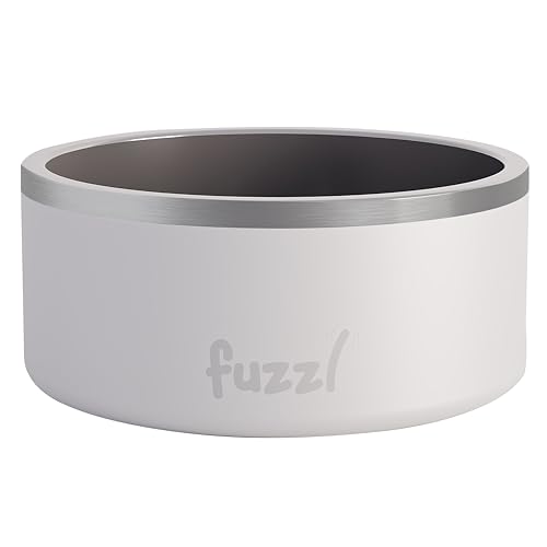 Fuzzl Titan Thermonapf - 17 cm Edelstahl-Hundenapf mit Gummiboden - Mattweiß von Fuzzl