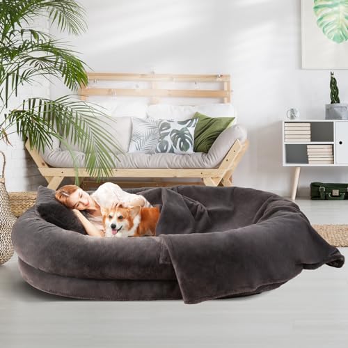 Fvkind Hundebett für Erwachsene und Menschen: 180,3 x 129,5 x 30,5 cm, waschbar, orthopädisch, abnehmbar, gemütliches großes Bett, Dunkelgrau Fvkind Hundebett für Erwachsene und Menschen: 180,3 x 129,5 x 30,5 cm, waschbar, orthopädisch, abnehmbar, gemütliches großes Bett, Dunkelgrau von Fvkind