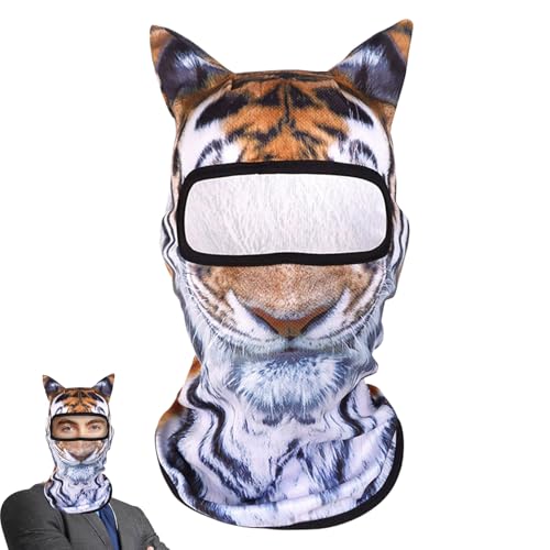 FxaumsGxuk Katzengesichtsabdeckung, Kitty Ski Masqueraden - Atmungsaktives 3D -Leichter Tiergesichtsschutz mit Ohren,Katze Sonnenschutztuch Winddicht für Ski -Outdoor -Aktivitäten von FxaumsGxuk