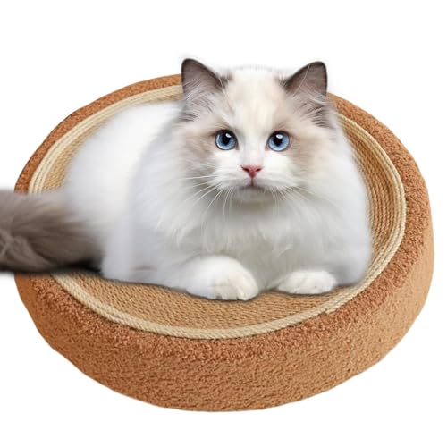 FxaumsGxuk Runder Kratzblock,Kratzbrett aus Sisal für Katzen - Kratzspielzeug, Katzenkratzmatte, entspannende Schüsselunterlage, Loungebett, Möbelschutz von FxaumsGxuk