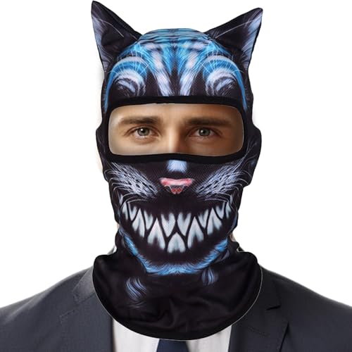FxaumsGxuk Tierski -Maskeraden, schäbiges Gesicht Maskeraden | Atmungsaktives 3D -Leichter Tiergesichtsschutz mit Ohren - Winddes Gesichtsschutz für Raves Halloween von FxaumsGxuk