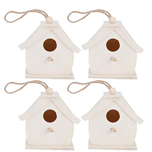 4 Stück Vogelhäuschen für Draußen, Mini-Vogelhaus aus Holz Zum Aufhängen, Vogelnester, Ornamente für Den Außenbereich, Garten, Balkon, Innenhof von Fybida