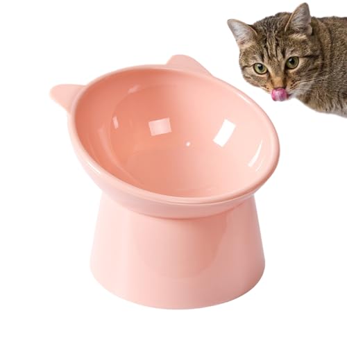 Fybida Futternapf Katze Erhöht, Katzen katzennapf mit 15° Neigung Design, Geneigt Futternapf für Haustiere, Anti Erbrechen Erhöhter Katzennapf (Rosa) von Fybida