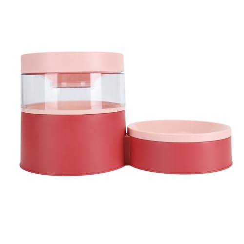 Haustiernapf, 1 L, Wasserspender, Nackenschutz, Kippsicher, für Katzen, Hunde, Futter, Wasser, Doppelnapf, Automatischer Wasserspender für den Innenbereich (Rot) von Fybida