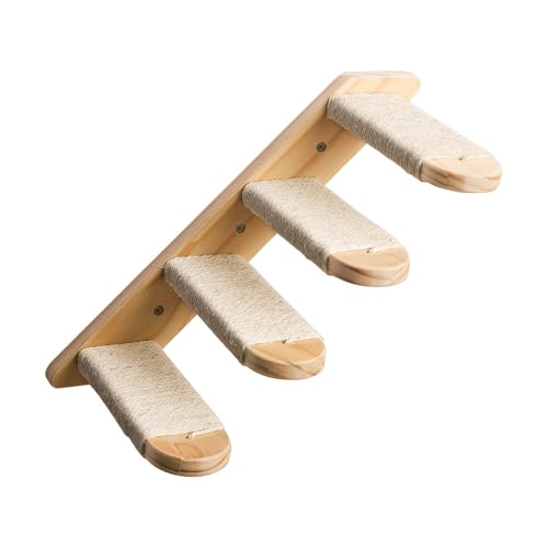An der Wand montiertes Katzenkletterregal, vierstufige Katzentreppe zum Klettern, Schlafen, Spielen, Faulenzen, Klettern, Heimdekoration Langlebiges Hundespielzeug (Beige, 39x23cm) von Fycakly