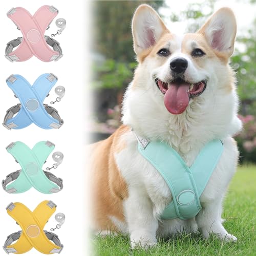 Atmungsaktivem Hundegeschirr aus weichem Verstellbar Anti-Breakaway Reflektierend Hund Harness Tiergeschirr für kleine und mittelgroße Hunde (Gelb, L) von Fycakly