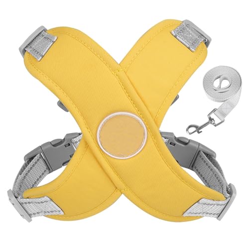 Atmungsaktivem Hundegeschirr aus weichem Verstellbar Anti-Breakaway Reflektierend Hund Harness Tiergeschirr für kleine und mittelgroße Hunde (Gelb, S) von Fycakly
