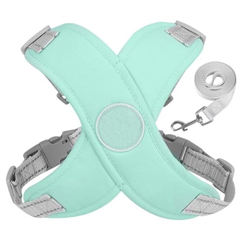 Atmungsaktivem Hundegeschirr aus weichem Verstellbar Anti-Breakaway Reflektierend Hund Harness Tiergeschirr für kleine und mittelgroße Hunde (Grün, M) von Fycakly