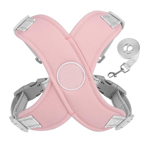 Atmungsaktivem Hundegeschirr aus weichem Verstellbar Anti-Breakaway Reflektierend Hund Harness Tiergeschirr für kleine und mittelgroße Hunde (Rosa, L) von Fycakly