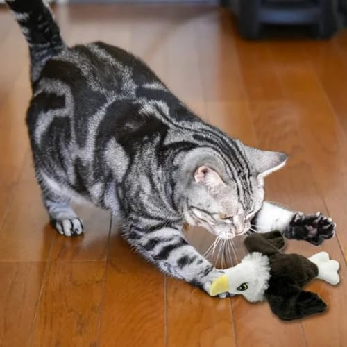 Beißspielzeug Hund Interaktives Katzenspielzeug, flatterndes, wiederaufladbares Katzenspielzeug für den Innenbereich, automatisch flatterndes Spielzeug mit hängendem Spielzeug zum (White, 15x18cm) von Fycakly