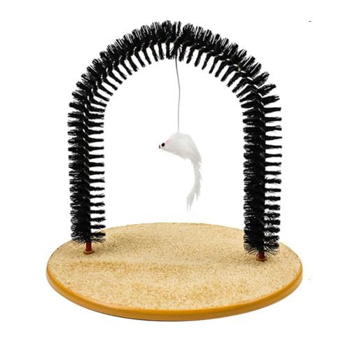 Beißspielzeug Hund Perfekter Fellpflegebogen für Katzen mit Tasche, Selbstkratzer und Massagebürste, reduziert Haarausfall und Haarausfall. (Black, 36x28.5x34cm) von Fycakly