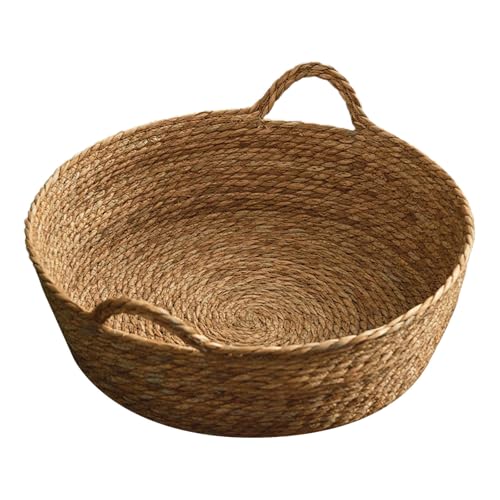 Fycakly Gewebtes Katzenbett Rundes Bett Haustierbett Woven Cat Bed Basket kleines Hundebett Katzenkratzbrett Bettmatte für Haustiere Heimdekoration (35x13cm) von Fycakly