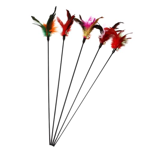 Fycakly Hand gehaltener Katzen-Tease-Stick, Katzenspielzeug, Katzen-Tease-Stick, Hand gehaltener Feder-Katzen-Tease-Stick, Katzenzubehör, 50 cm Langlebiges Hundespielzeug (White, One Size) von Fycakly