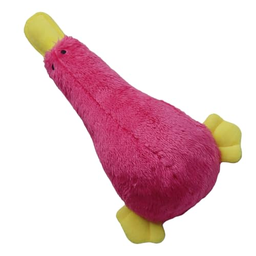 Fycakly Haustier-Enten, Hundespielzeug, Plüsch, Zähneknirschen, Zahnreinigung und Spielzeug für das Training ​​ Spielzeugs für Hunde mit Allergien​​ (Red, 24X14CM) von Fycakly