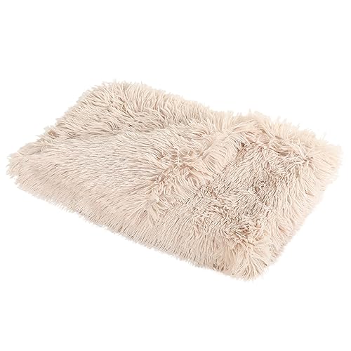 Fycakly Haustierdecke für Vier Jahreszeiten, warme Katzen- Hundebedarf, Zwingermatte, Plüsch, leicht, praktisch, Haustierdecke ​​ Haustierbett mit geruchsneutralem Bezug​​ (Beige, One Size) von Fycakly
