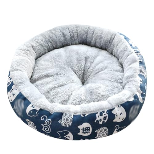 Fycakly Heimtierbedarf Katzenstreu Hundestreu Matte Runde Streu Hund Katze Universal ​​ Katzenkissen mit Katzengras-Spielbereich​​ (Blue, 60cm) von Fycakly