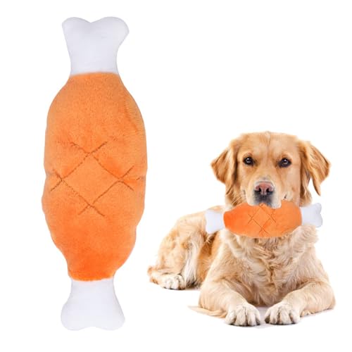 Fycakly Hühnerbeine Plüsch Machen Geräusche. Hundespielzeug, süßes Hundeplüschspielzeug. ​​ Zahnreinigender Kausnack mit Rillen​​ (Orange, 20x7x4cm) von Fycakly