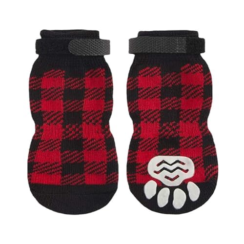 Fycakly Hunde Kleidung für Kleine Hunde Weihnachts-Hundesocken aus Baumwolle mit rutschfestem Griff für festlichen Spaß (A, 15X5CM) von Fycakly