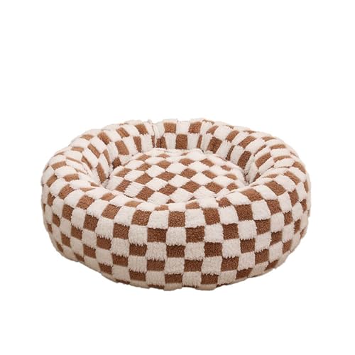 Fycakly Hundebett, Katzenbett, rundes Haustierbett, ganzjährig warmes Haustierbett, Ruhe- und Schlafbett, für alle geeignet, praktisch und für jeden ​​ Hundebett mit Seitenschutz (E, 50X50X18cm) von Fycakly