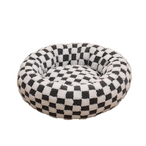 Fycakly Hundebett, Katzenbett, rundes Haustierbett, ganzjährig warmes Haustierbett, Ruhe- und Schlafbett, für alle geeignet, praktisch und für jeden ​​ Hundebett mit Seitenschutz (F, 50X50X18cm) von Fycakly