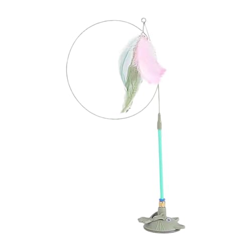 Fycakly Interaktion Saugnapf Katzen necken Stick für Katzen Indoor Training gefiederten Zauberstab Rod Katzen necken Versorgung Haustierspielzeug Geschenk (Green, 90cm) von Fycakly